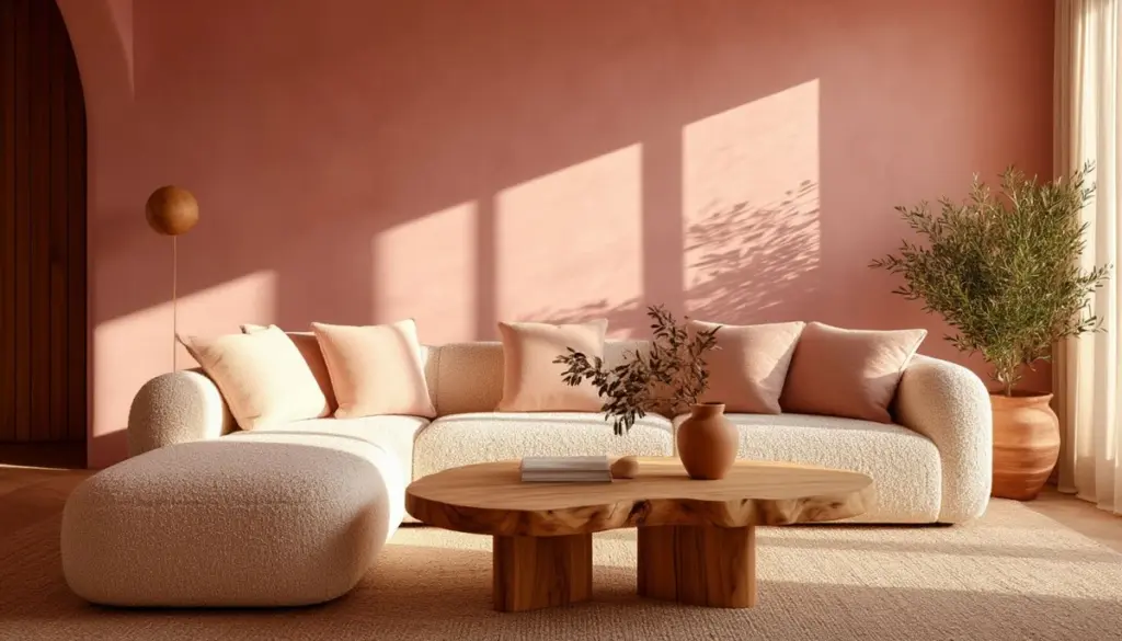 Salón frío en invierno: combina Rosa pálido y Blanco crema para dar calor