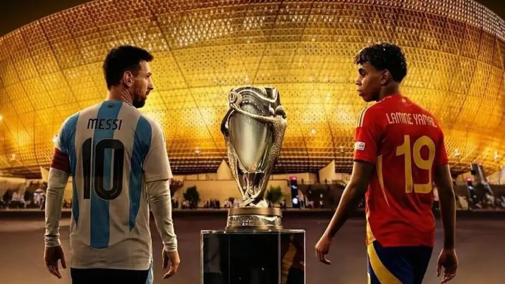 Imagen promocional de la Finalissima con Messi y Lamine Yamal