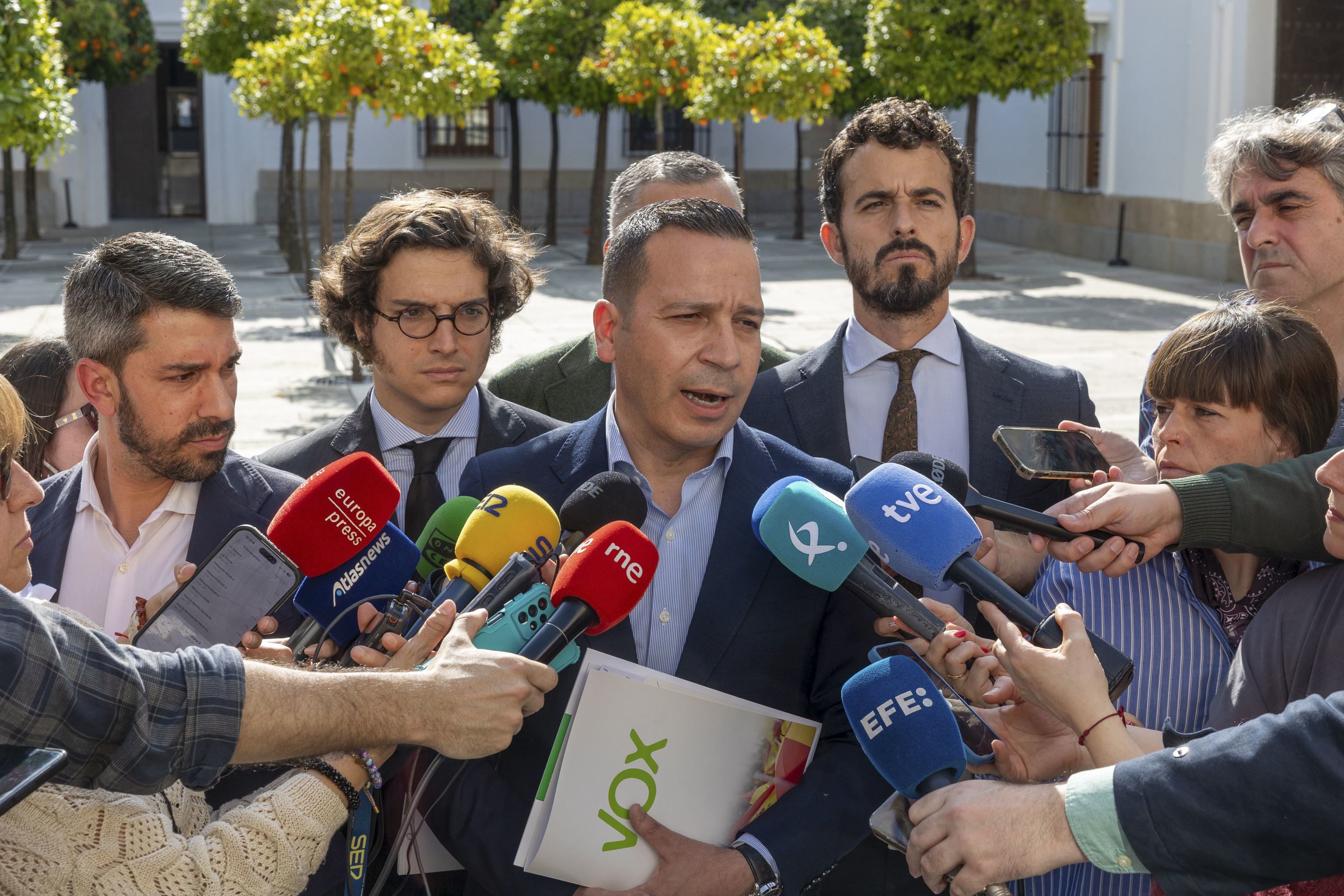 El líder de Vox en Extremadura, Óscar Fernández, ayer en Mérida.
