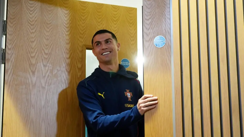 Cristiano Ronaldo, en una concentración de Portugal