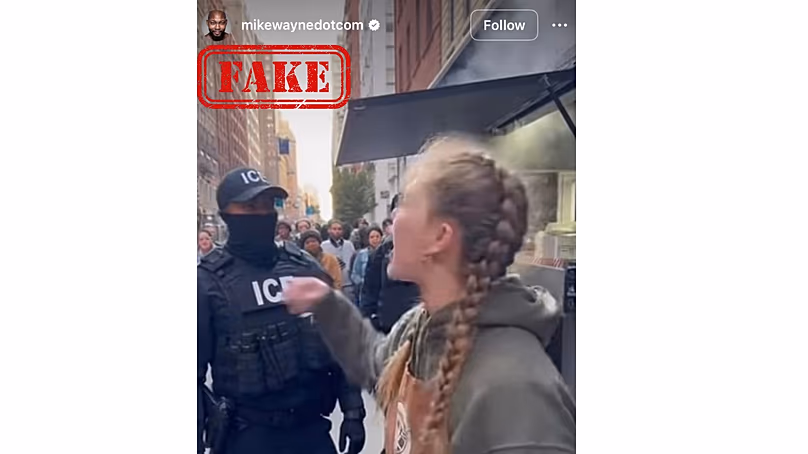 AI-generated picture of ICE agent shows smoke rising through a solid surface. 