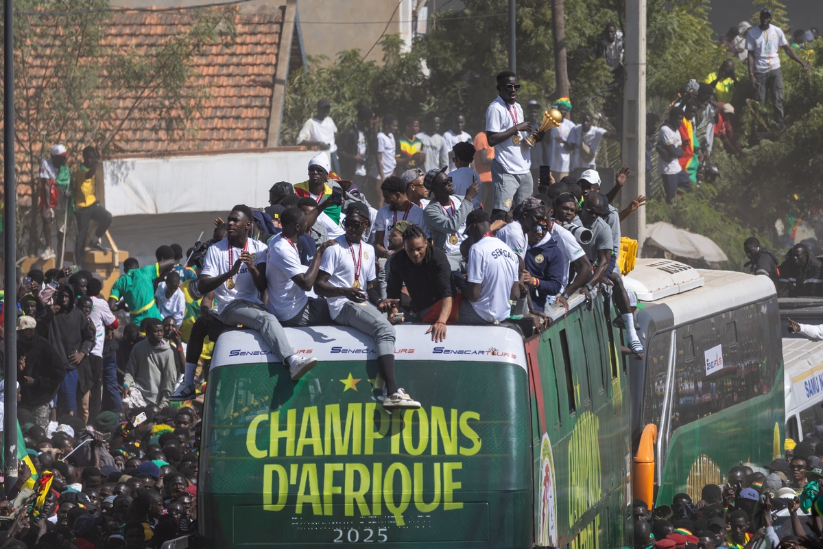 Celebración del equipo de Senegal