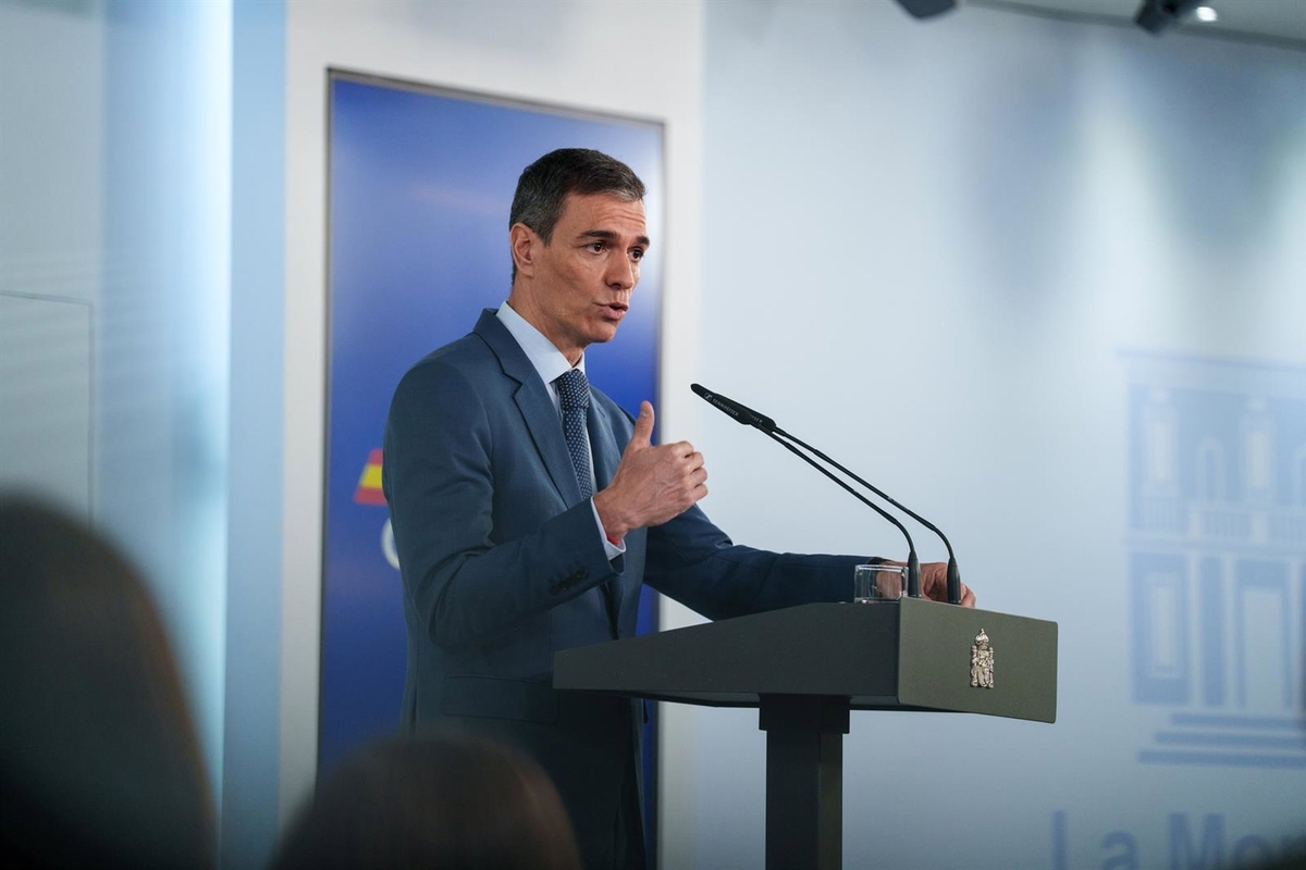 El presidente del Gobierno, Pedro Sánchez, durante una rueda de prensa posterior al Consejo de Ministros extraordinario (Matias Chiofalo - Europa Press)
