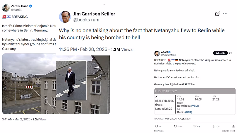 Misleading posts claim Netanyahu had arrived in Berlin based on flight tracking data that showed Israel's government plane landing. 