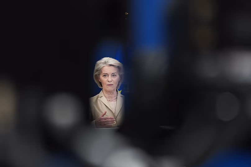 European Commission President Ursula von der Leyen delivers a statement during a media conference at EU headquarters in Brussels, 18 March, 2026