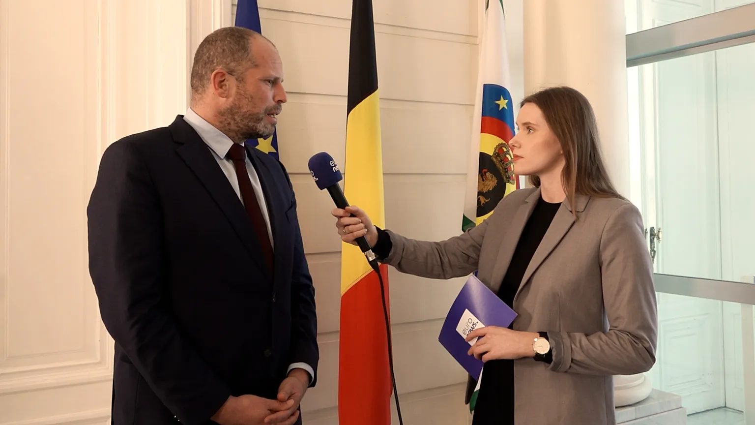 Theo Francken, Minister of Defence of Belgium and Lauren Walker, Euronews