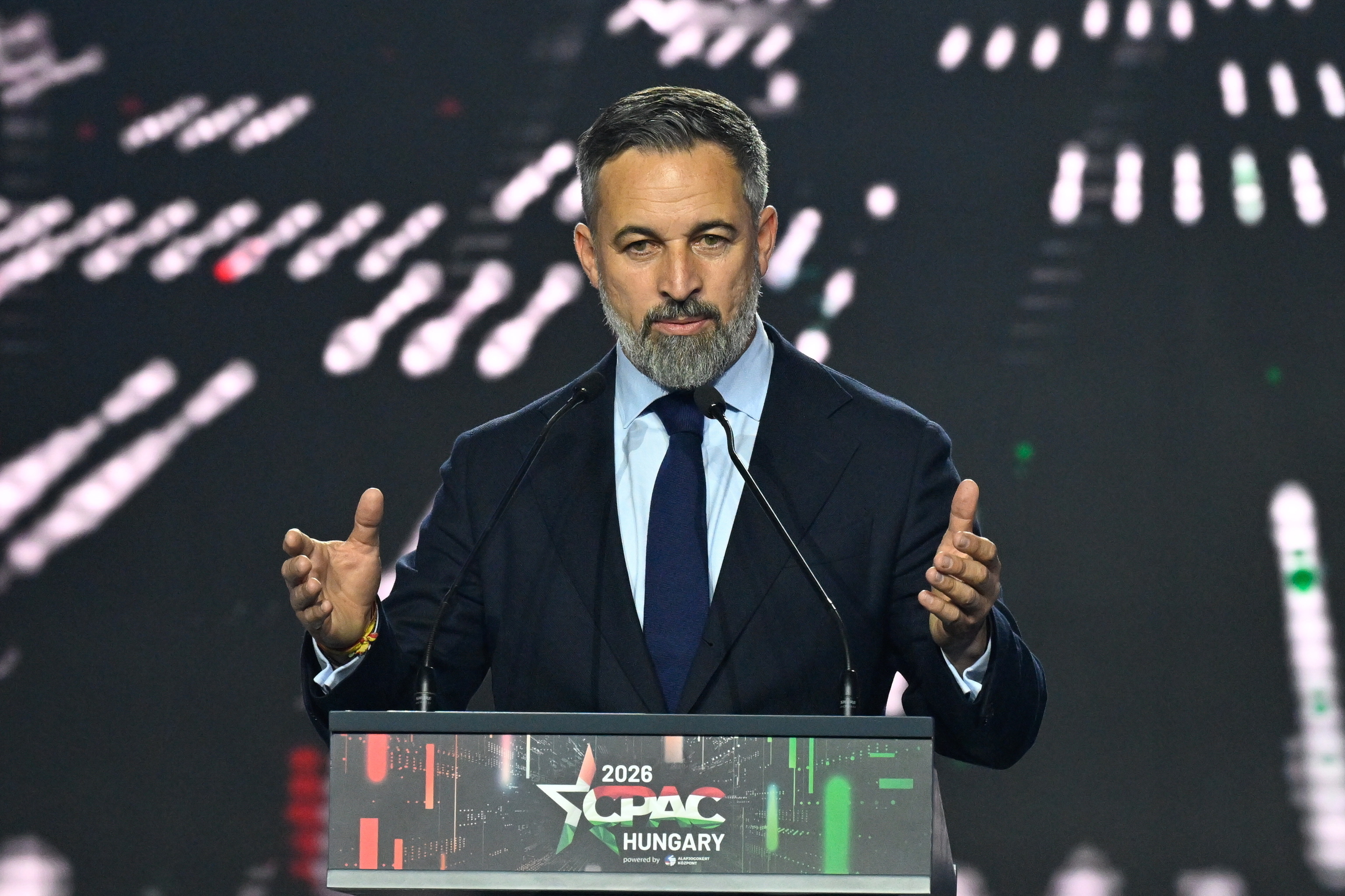 Santiago Abascal, durante su discurso este sábado en Budapest (Hungría), en la Conferencia de Acción Política Conservadora organizada por Viktor Orban.
