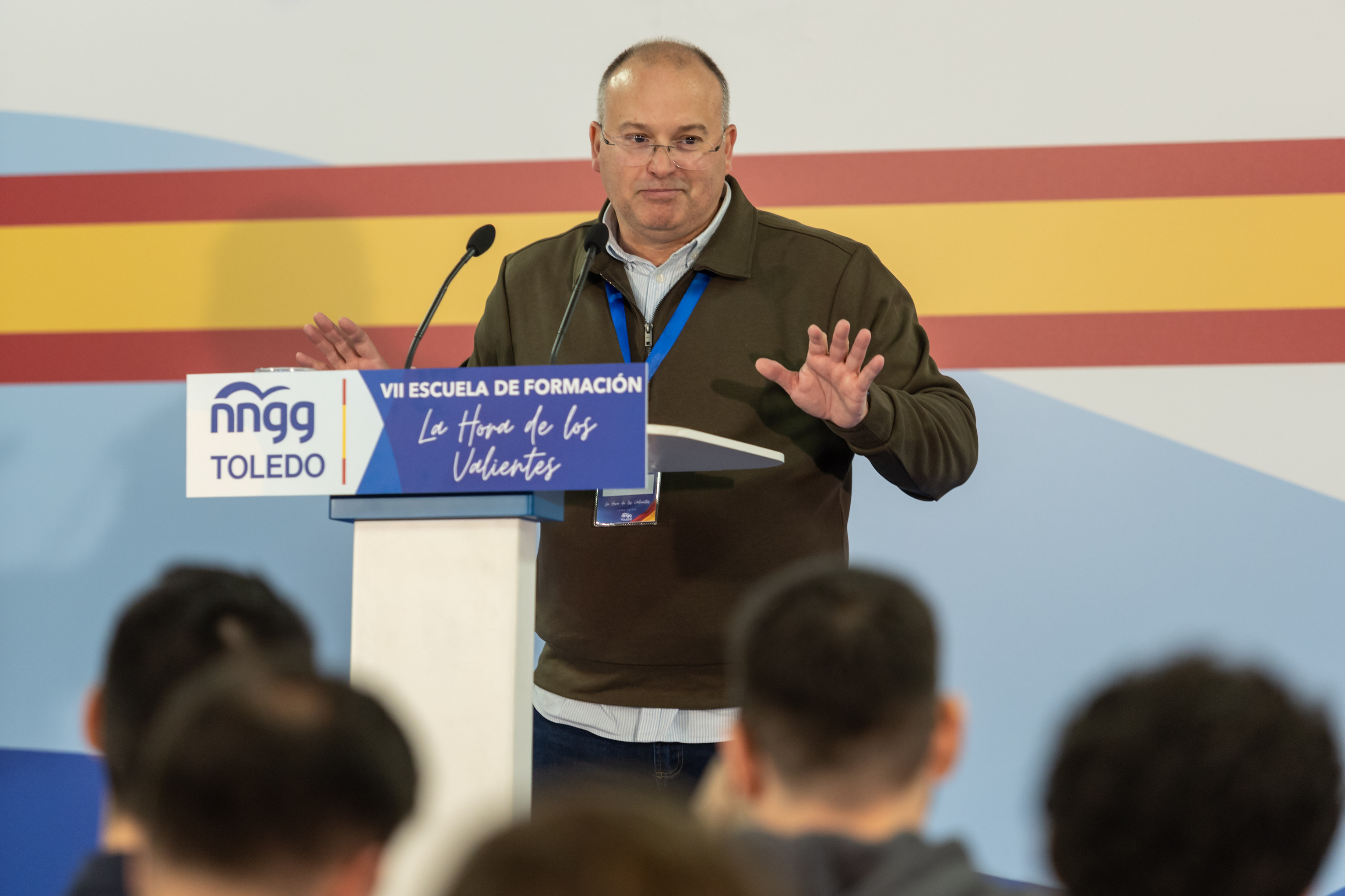 El secretario general del PP, Miguel Tellado, interviene n la VII Escuela de Formación 'Rafael García-Patos' de Nuevas Generaciones de Toledo