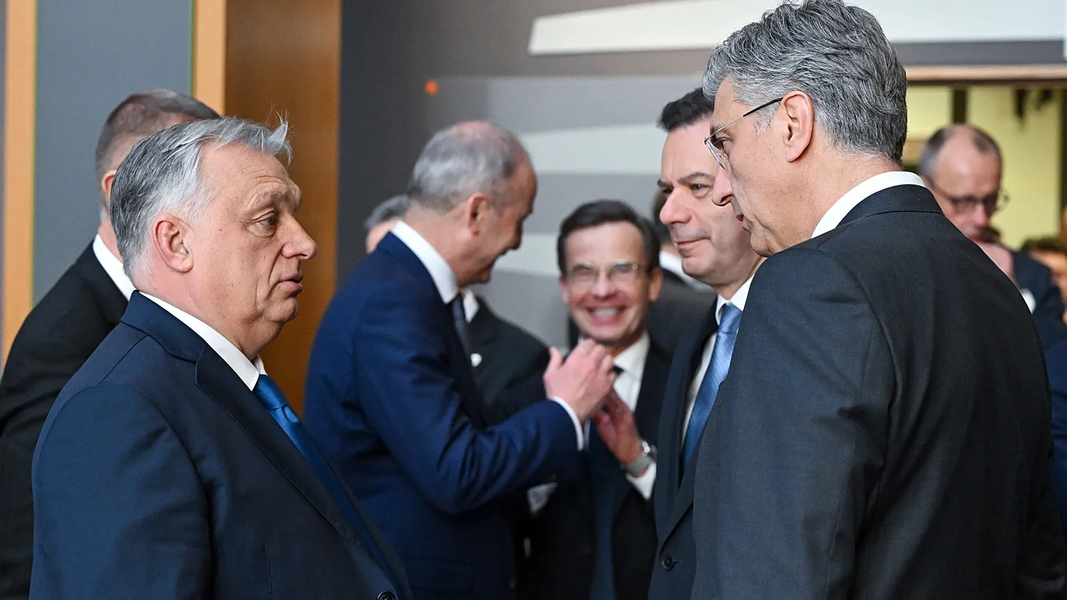 Hungarian Prime Minister Viktor Orbán speaks to EU leaders during summit in Brussels on March 19