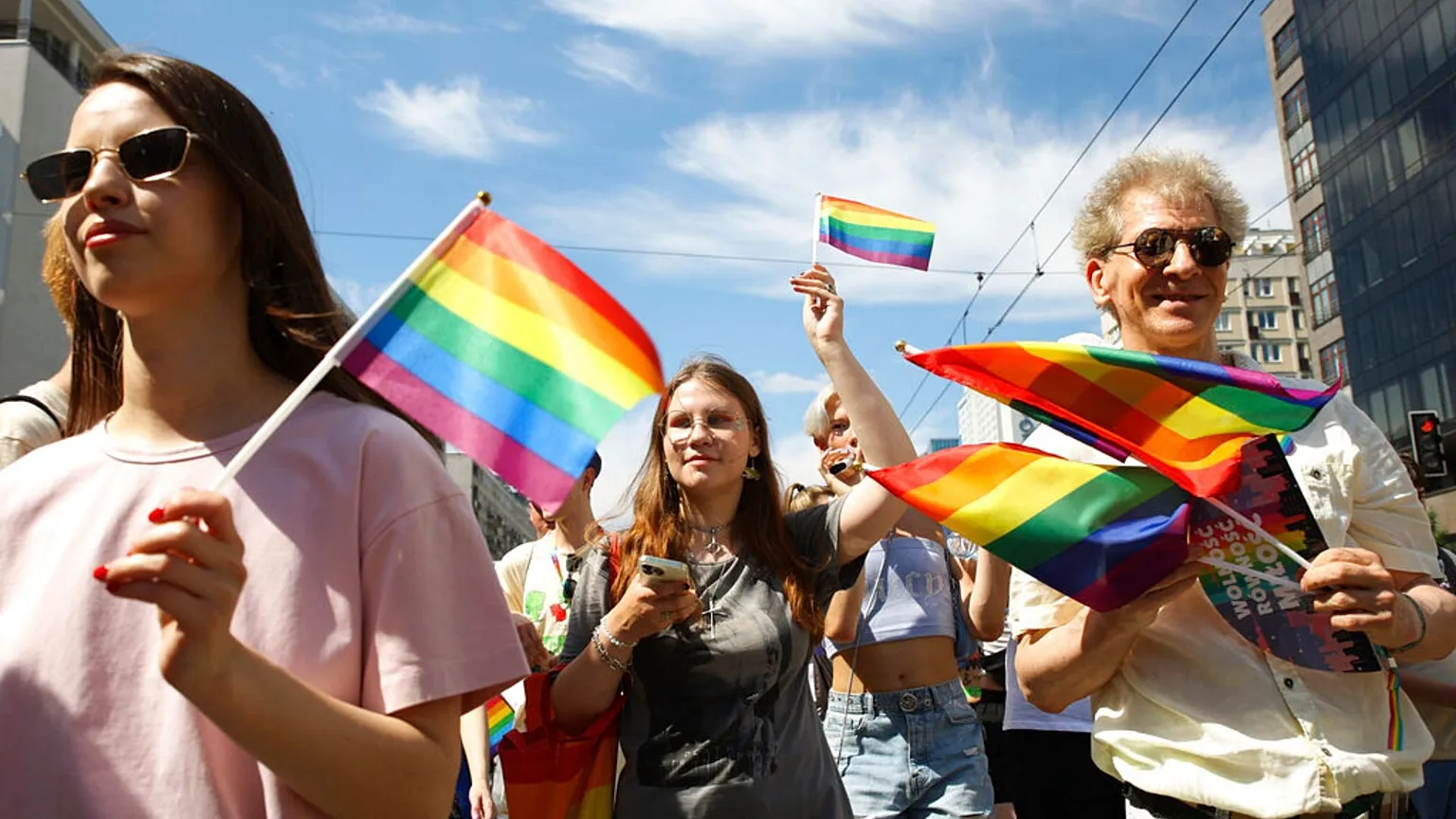 FILE - People take part in the 'Warsaw and Kyiv Pride' march for freedom in Warsaw, Poland, 25 June 2022.