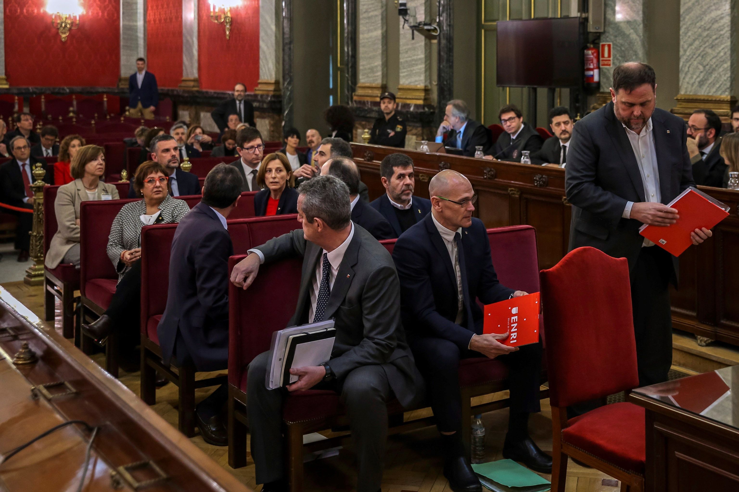 Banquillo del juicio del 'procés' en el Supremo, en 2019.