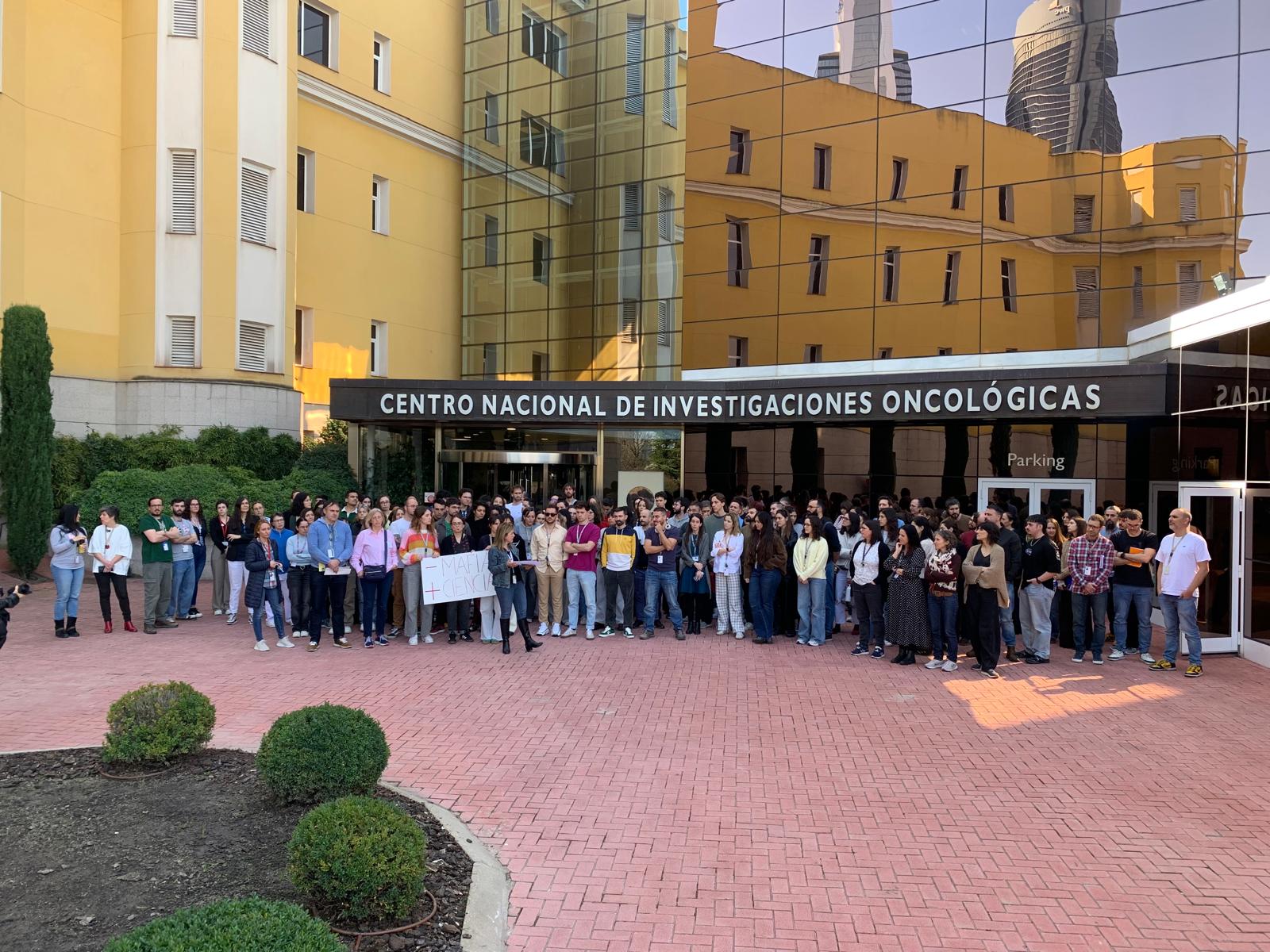 Foto: Movilización de los trabajadores ante los escándalos en el CNIO. (Cedida)