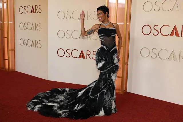 La actriz estadounidense Teyana Taylor asiste a la 98ª Ceremonia Anual de los Premios de la Academia en el Dolby Theatre en Hollywood, California, el 15 de marzo de 2026. (Foto de ANGELA WEISS / AFP vía Getty Images)