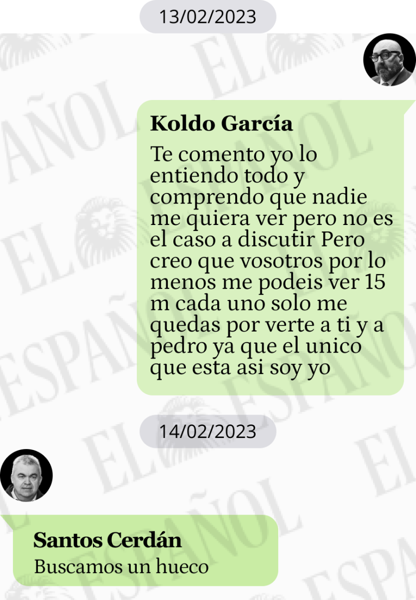 Conversación entre Santos Cerdán y Koldo García en 2023