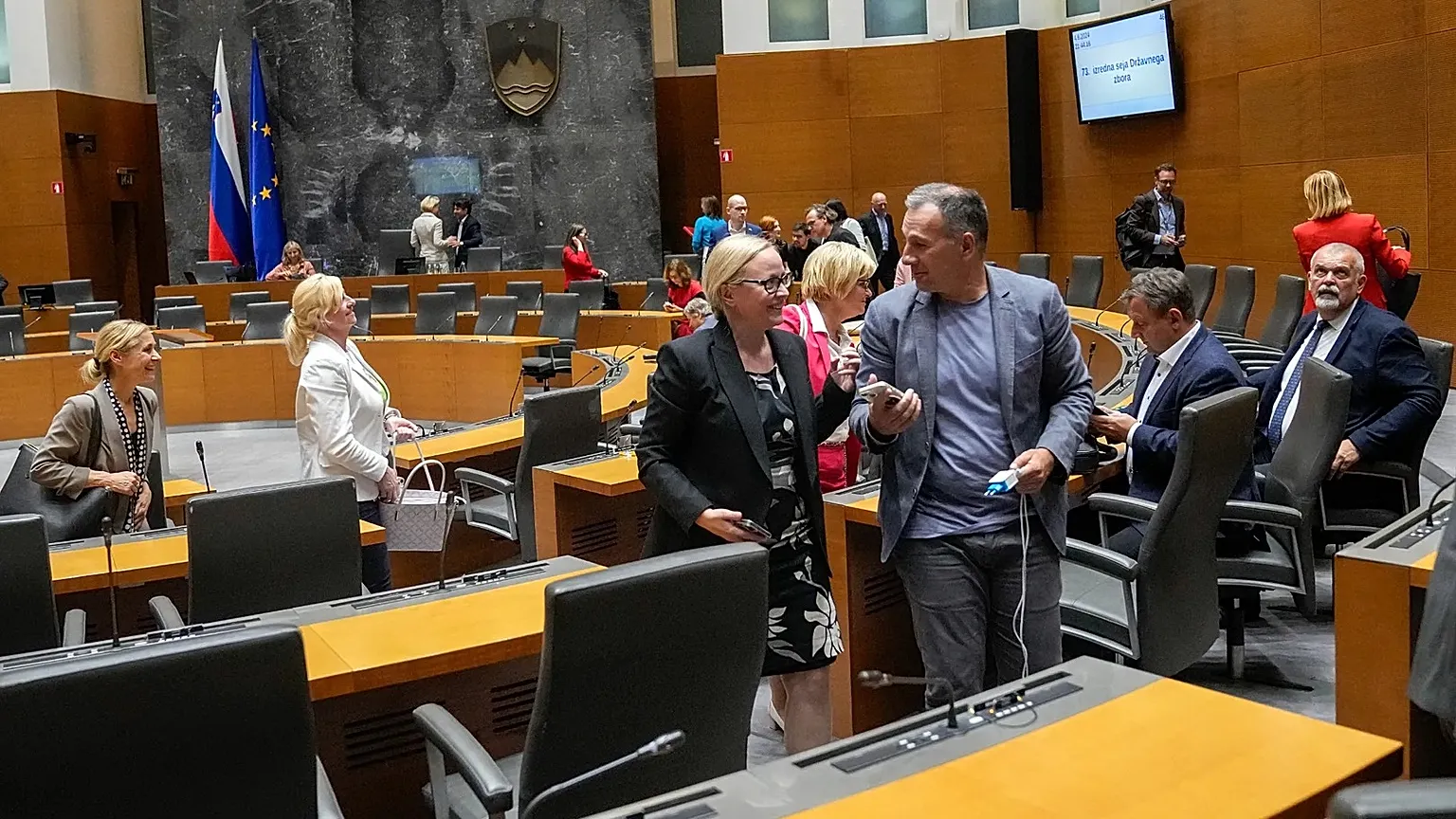MPS leave the Slovenian Parliament after a vote in Ljubljana, 4 June, 2024