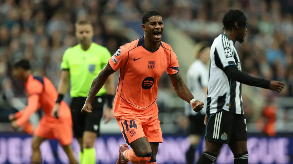 Rashford celebra su segundo gol contra el Newcastle