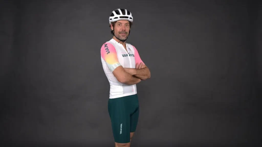 Óscar Freire posa para una campaña de Decathlon.