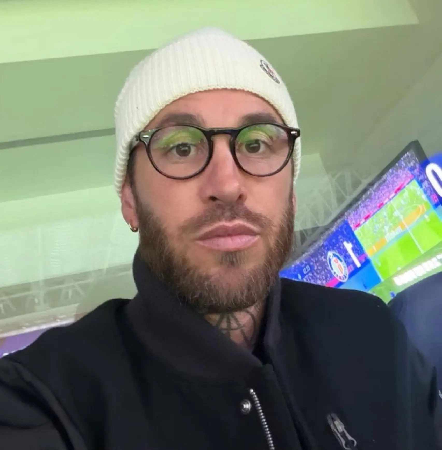Sergio Ramos, en el palco del Santiago Bernabéu
