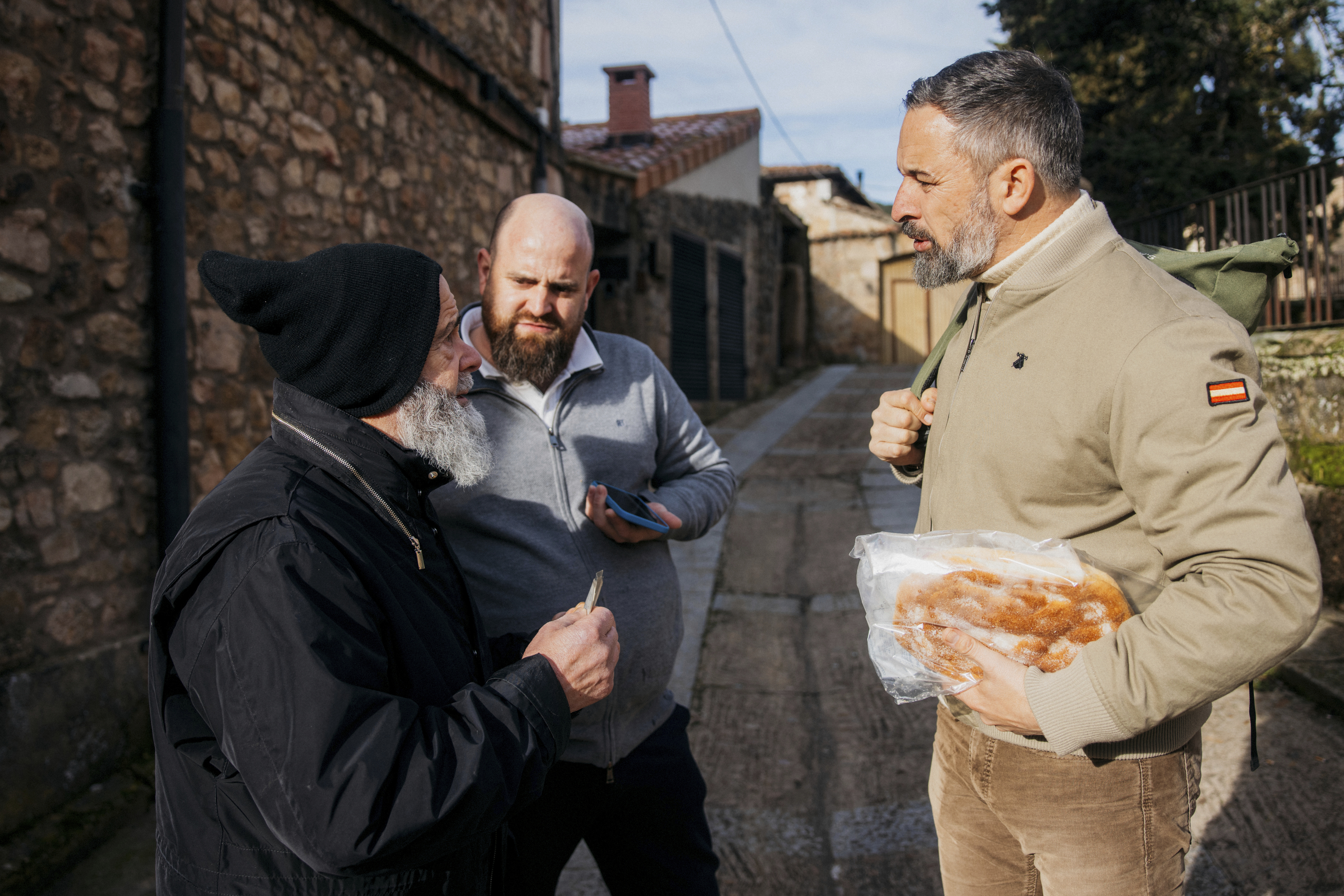 El líder de Vox, Santiago Abascal, en Vinuesa (Soria).