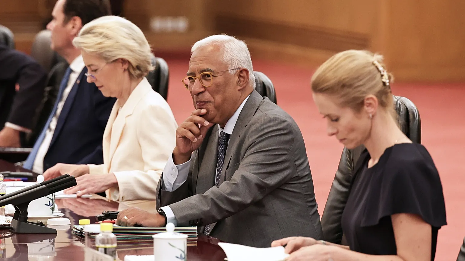 European Commission President Ursula von der Leyen, European Council President Antonio Costa, and High Representative for Foreign Affairs and Security Policy Kaja Kallas. 