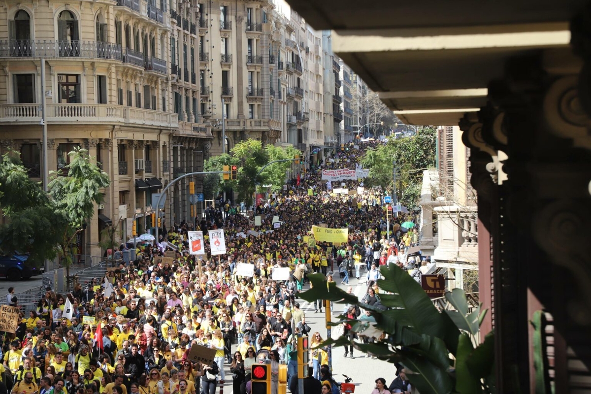 Manifestación de profesores en Cataluña.