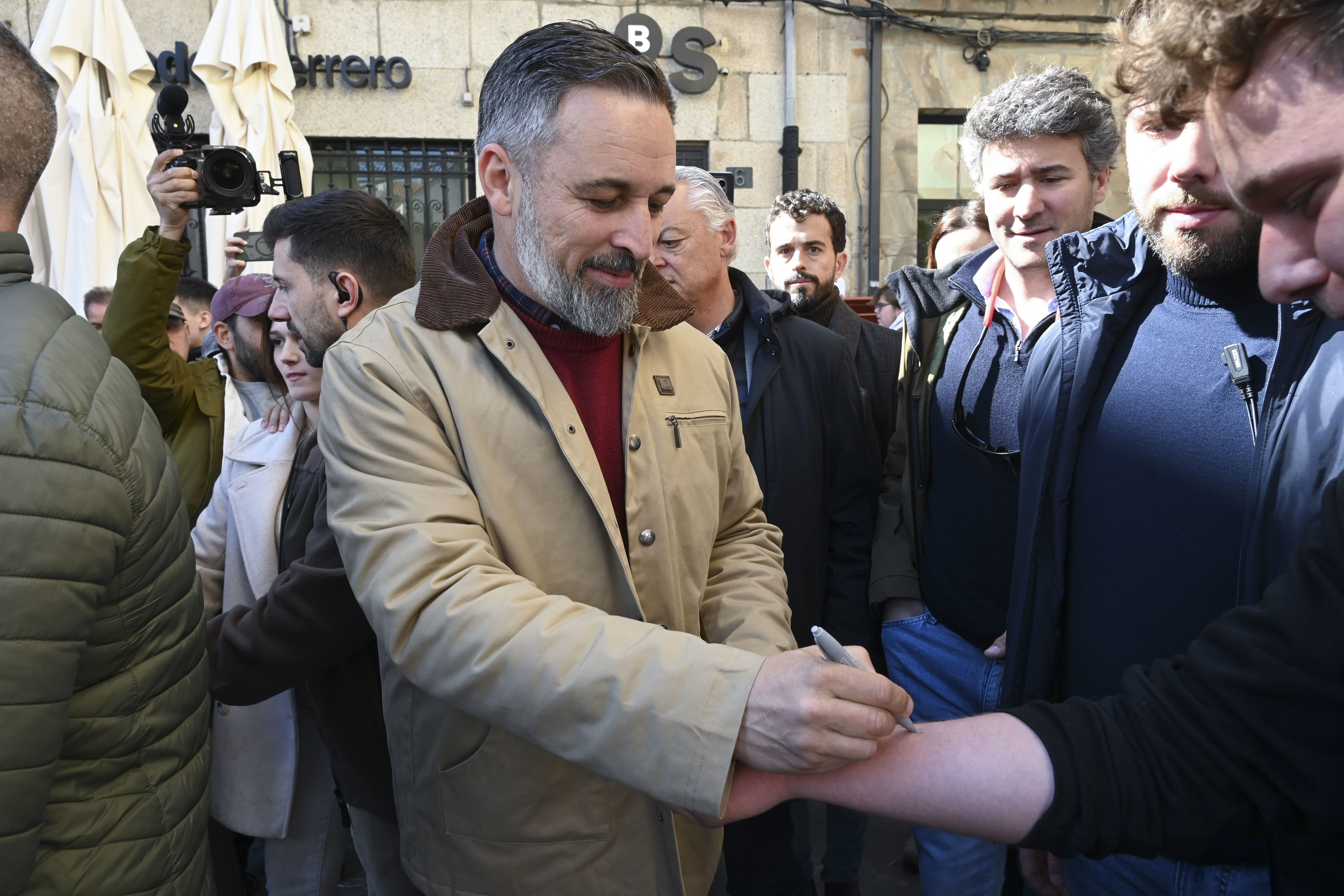 El presidente de Vox, Santiago Abascal, ayer en Astorga