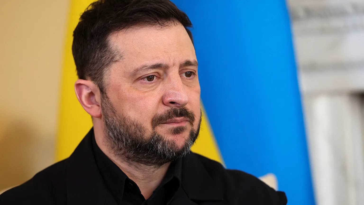 Ukrainian President Volodymyr Zelenskyy reacts during a meeting with British Prime Minister Keir Starmer at 10 Downing Street in London, Tuesday, March 17, 2026.