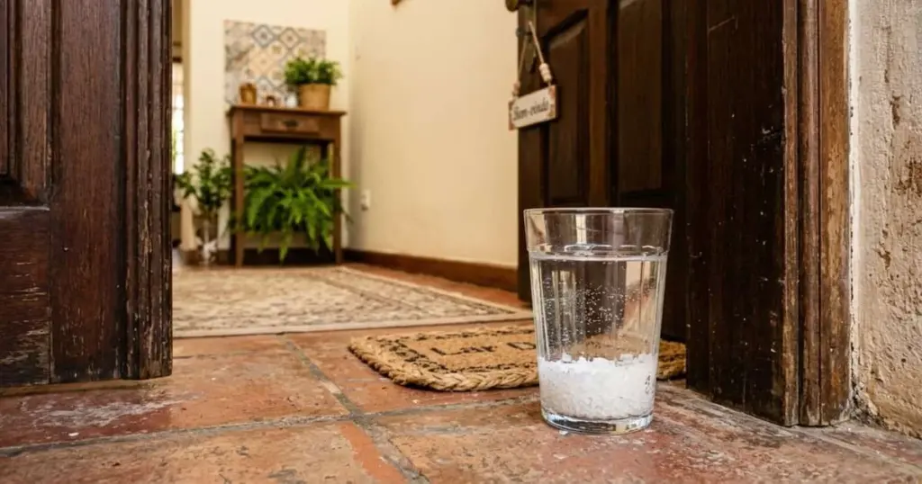 Agua con sal grueso detrás de la puerta: el secreto para eliminar las malas energías