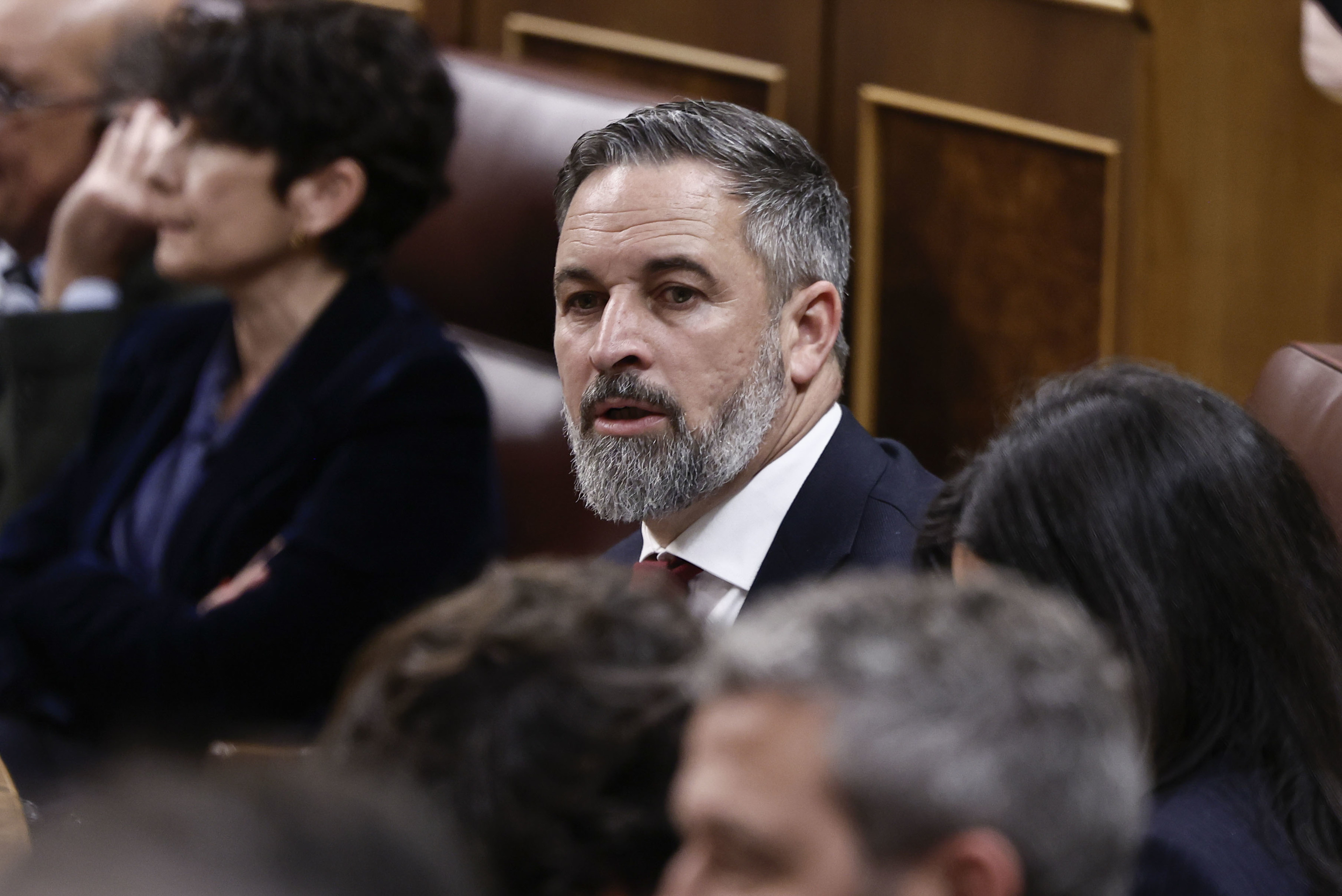El presidente de Vox, Santiago Abascal, este miércoles en el Congreso.