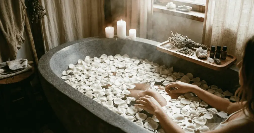 Cambié la sal gruesa por pétalos de rosas blancas en mi baño y el dulzor de mi aura me sorprendió