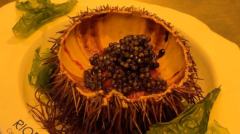 Caviar dish at the restaurant Los Marinos José in Fuengirola, southern Spain