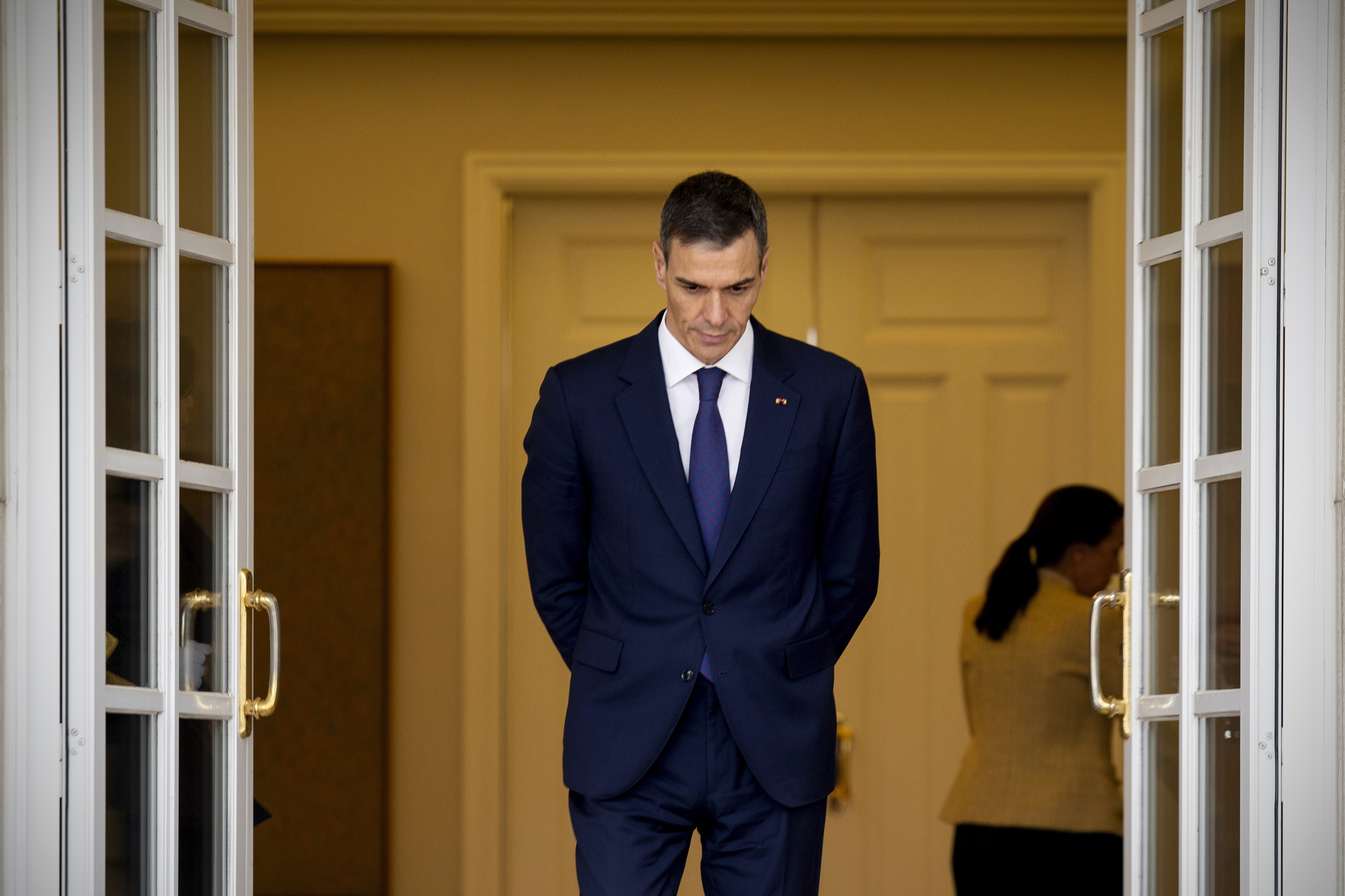 El presidente del Gobierno, Pedro Sánchez, este jueves en La Moncloa.