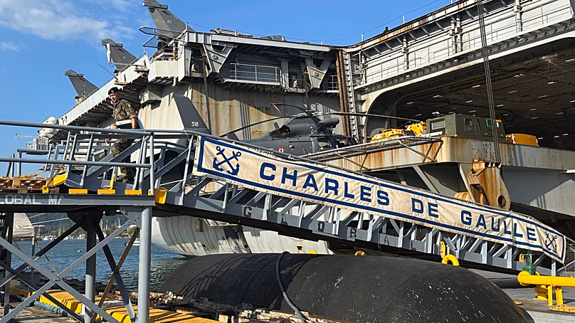 French aircraft carrier The Charles de Gaulle docks at Subic Bay, 23 February, 2025