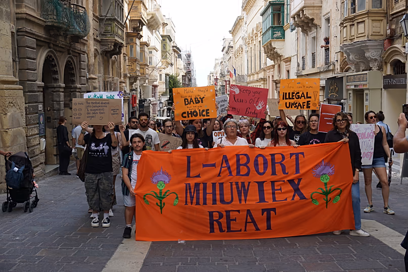 Pro-choice rally in Valletta on the International Safe Abortion Day, Sept. 28, 2025. Valletta, Malta.