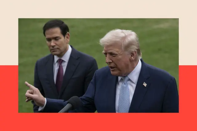 El presidente de Estados Unidos, Donald Trump, y el secretario de Estado, Marco Rubio. 