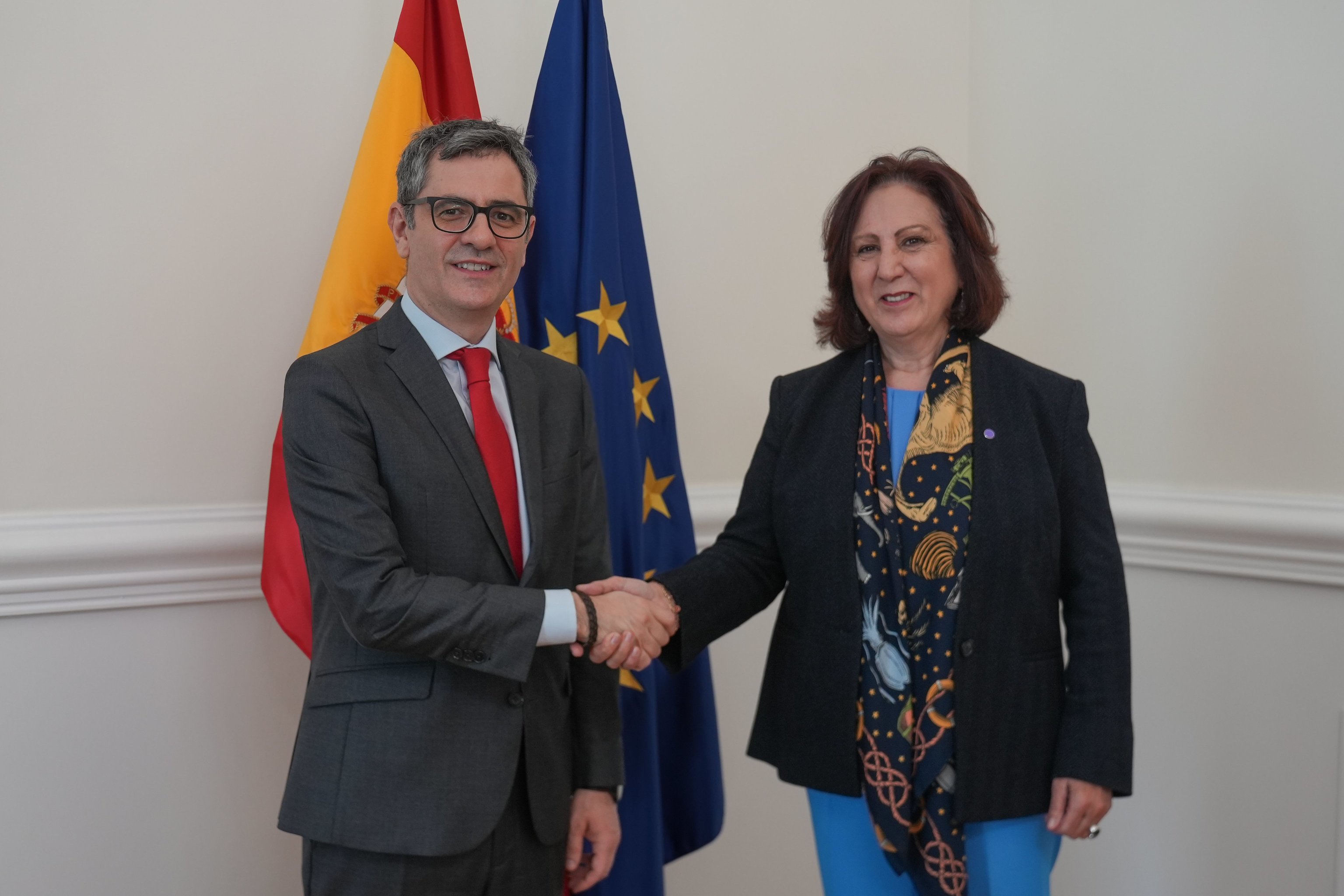 El ministro de Justicia, Félix Bolaños, y la fiscal general del Estado, Teresa Peramato, en una reunión mantenida este miércoles.