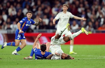 Rodrygo frente al Getafe. (REUTERS/Violeta