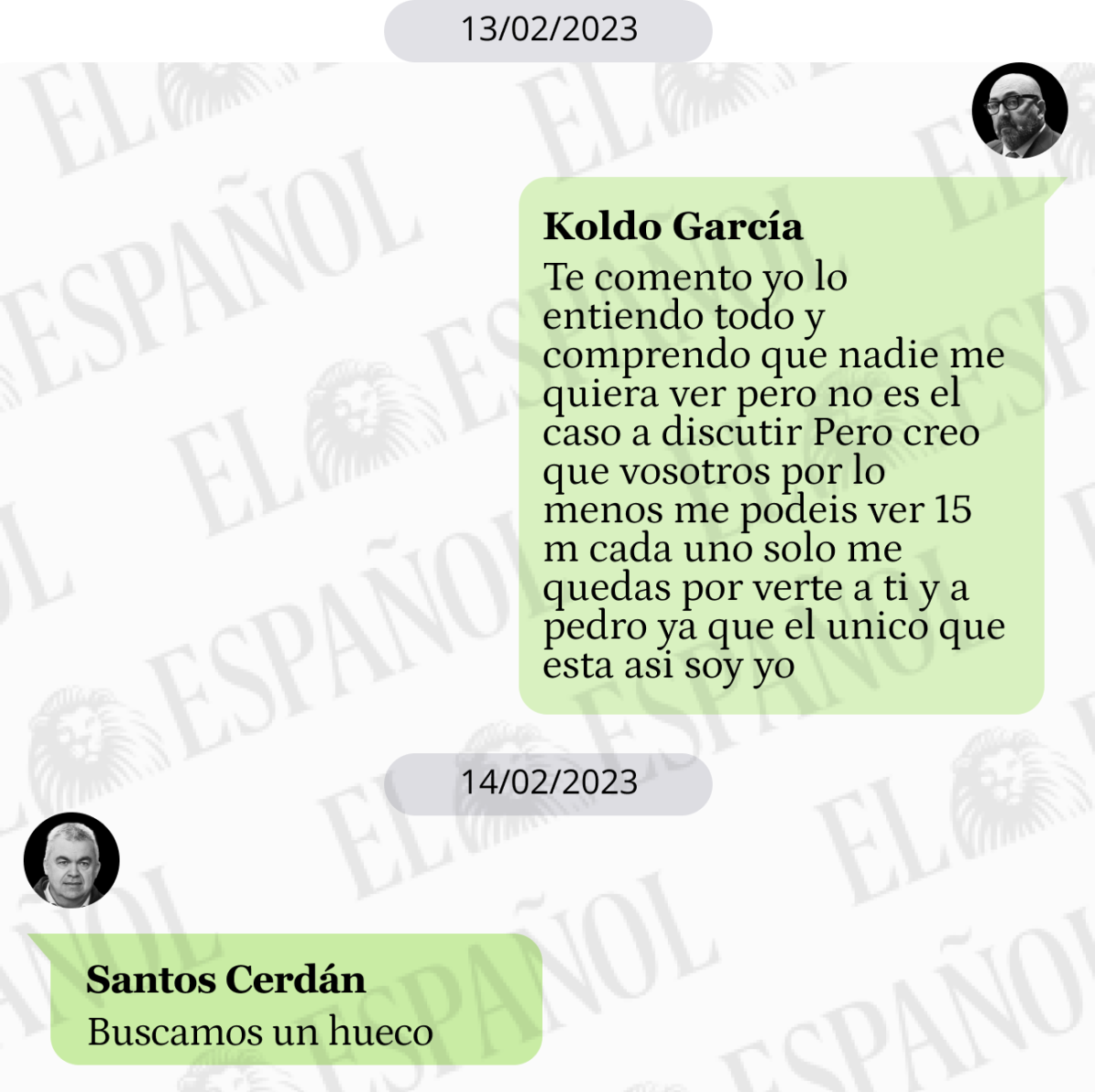 Conversación entre Santos Cerdán y Koldo García en 2023