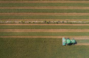 Vista aérea de un tractor