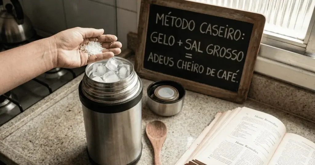 El truco del hielo y sal para eliminar el olor a café rancio de tu termo