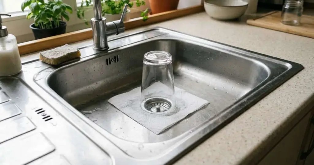 El truco del vaso y papel en la pila: adiós a los malos olores de desagüe