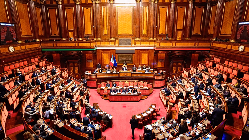The Italian Senate at the Palazzo Madama in Rome Dec. 27, 2025. (Filippo Attili/Palazzo Chigi/LaPresse via AP)
