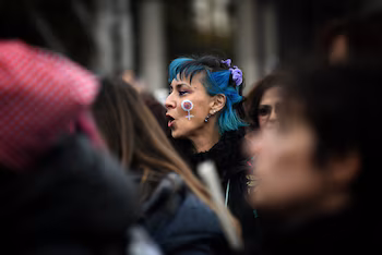 Varias mujeres durante una manifestación