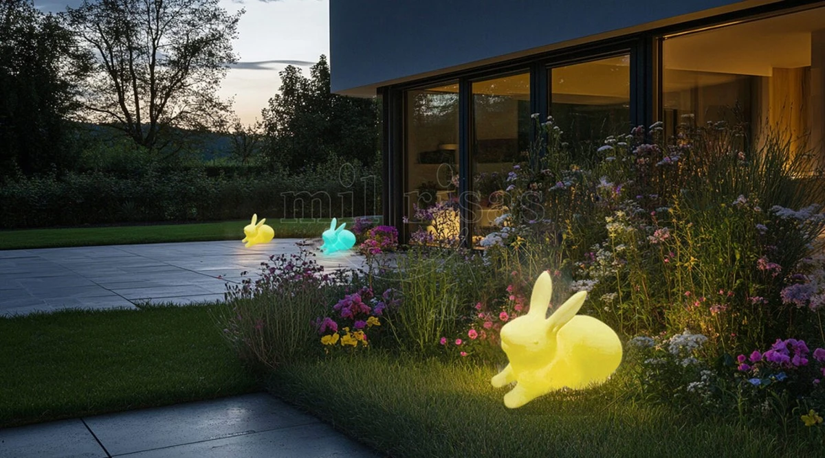 Factura de luz a 0€: el truco de Next con Grey Playful Rabbits Solar Large Ball Outdoor Light - image 1