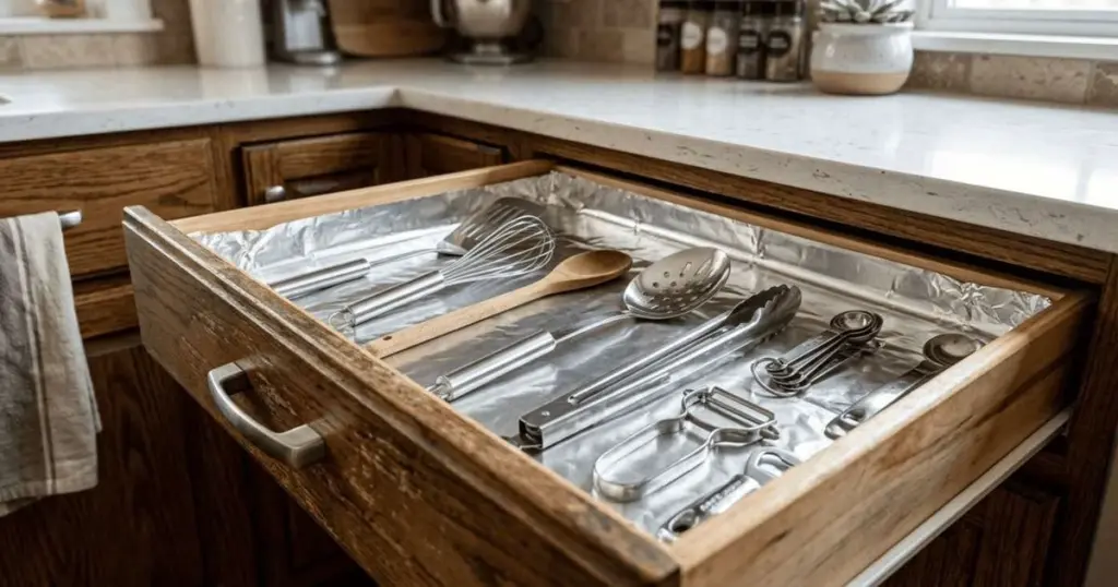 Forra tus cajones de cocina con papel aluminio: el truco viral que miles usan para proteger tus muebles