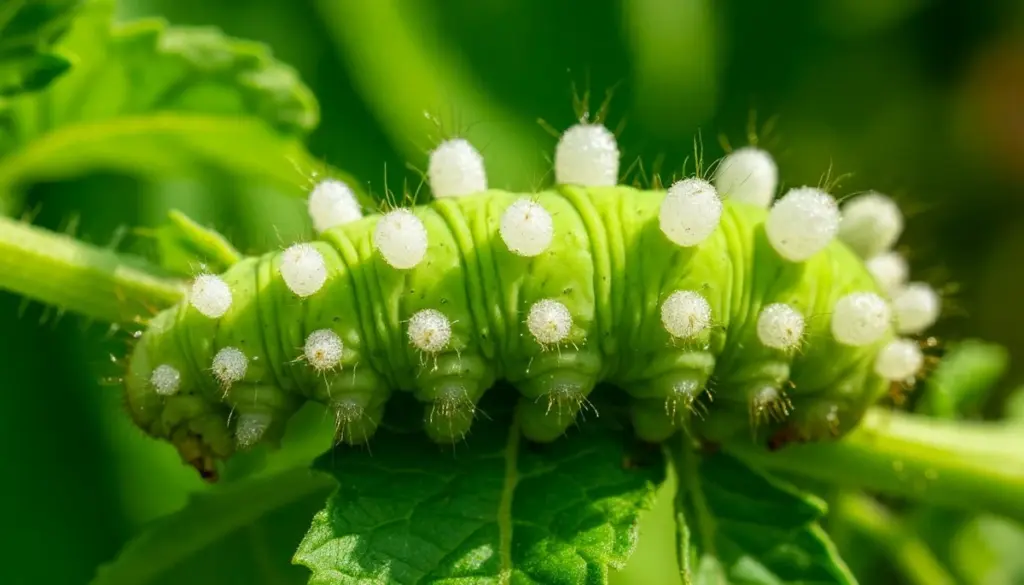 Gusano cornudo del tomate: no lo mates si tiene esta marca de Braconidae
