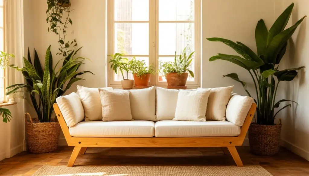 Sofá de madera en L: el truco de diseño para ampliar tu sala de estar