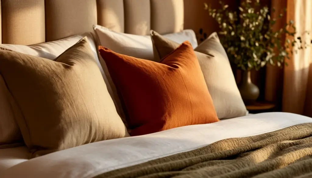 Viste tu cama con la Regla de Tres y almohadas de lino para un estilo de hotel