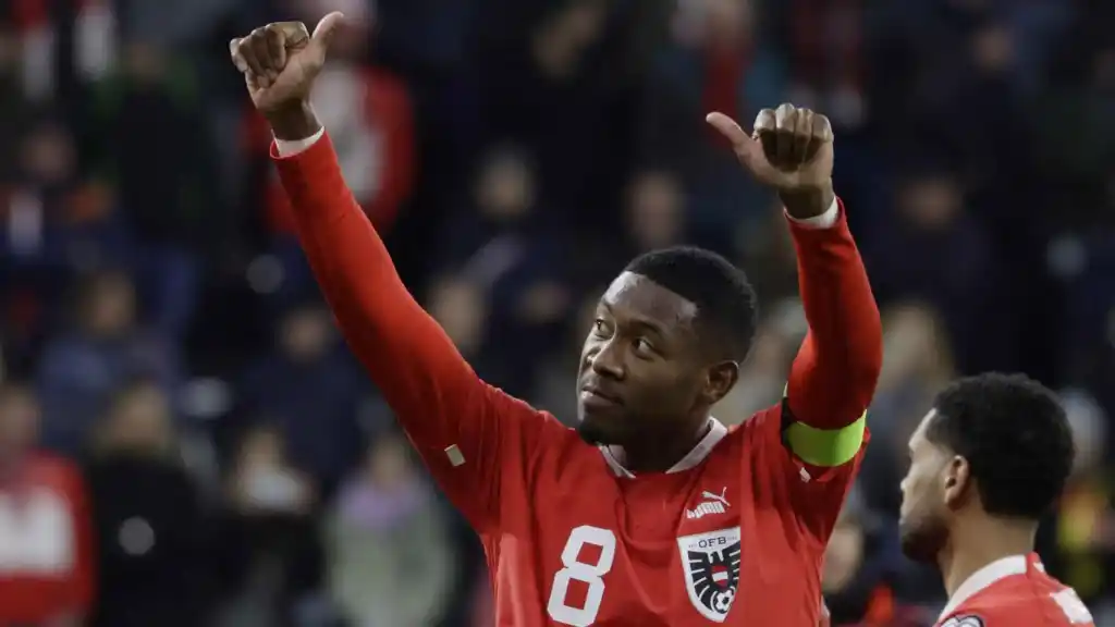 David Alaba, en un partido con la selección de Austria en 2023