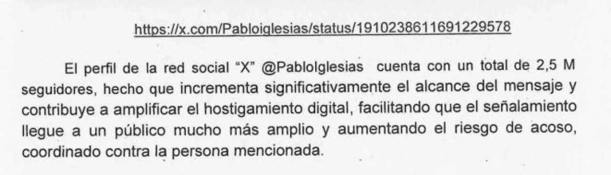Fragmento del informe policial.
